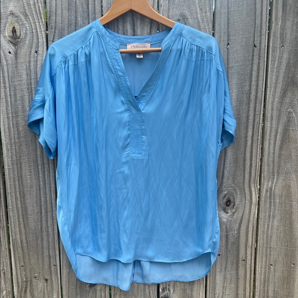 Philosophy Sky Blue Blouse Size Medium EUC